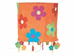 Zeige Details für Lokta Stehlampenschirm Blumen rund rot-orange Bild von Lokta Stehlampenschirm Blumen rund rot-orange