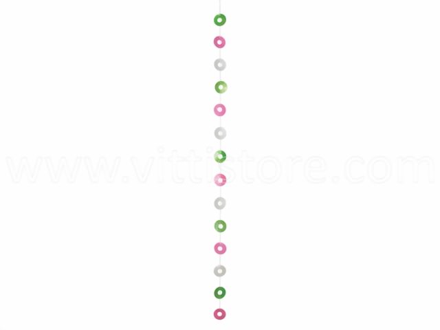 Bild von Muschelkette Ringe grün-pink-weiß
