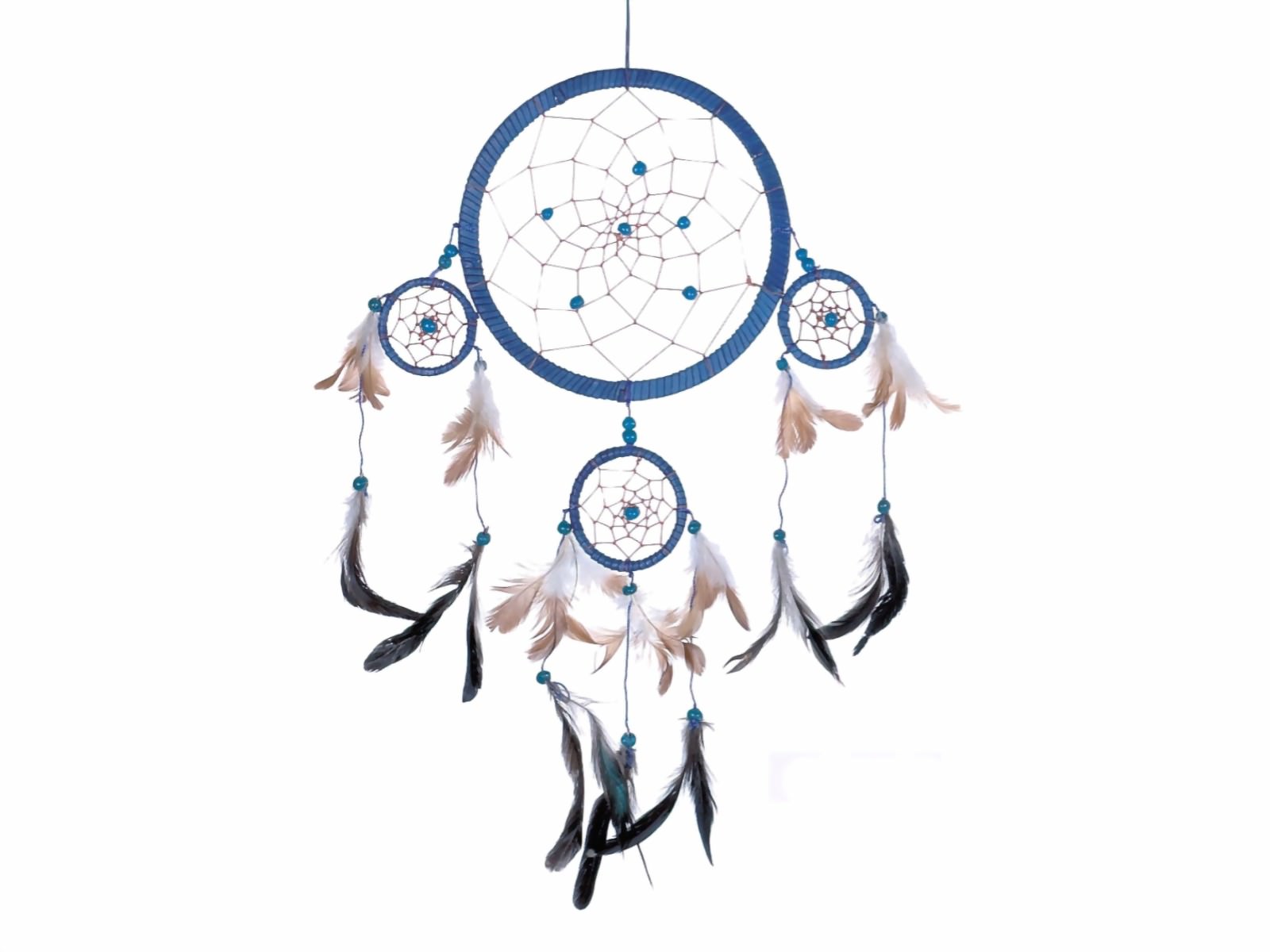 Bild von Dreamcatcher 4er Leder blau 16 cm