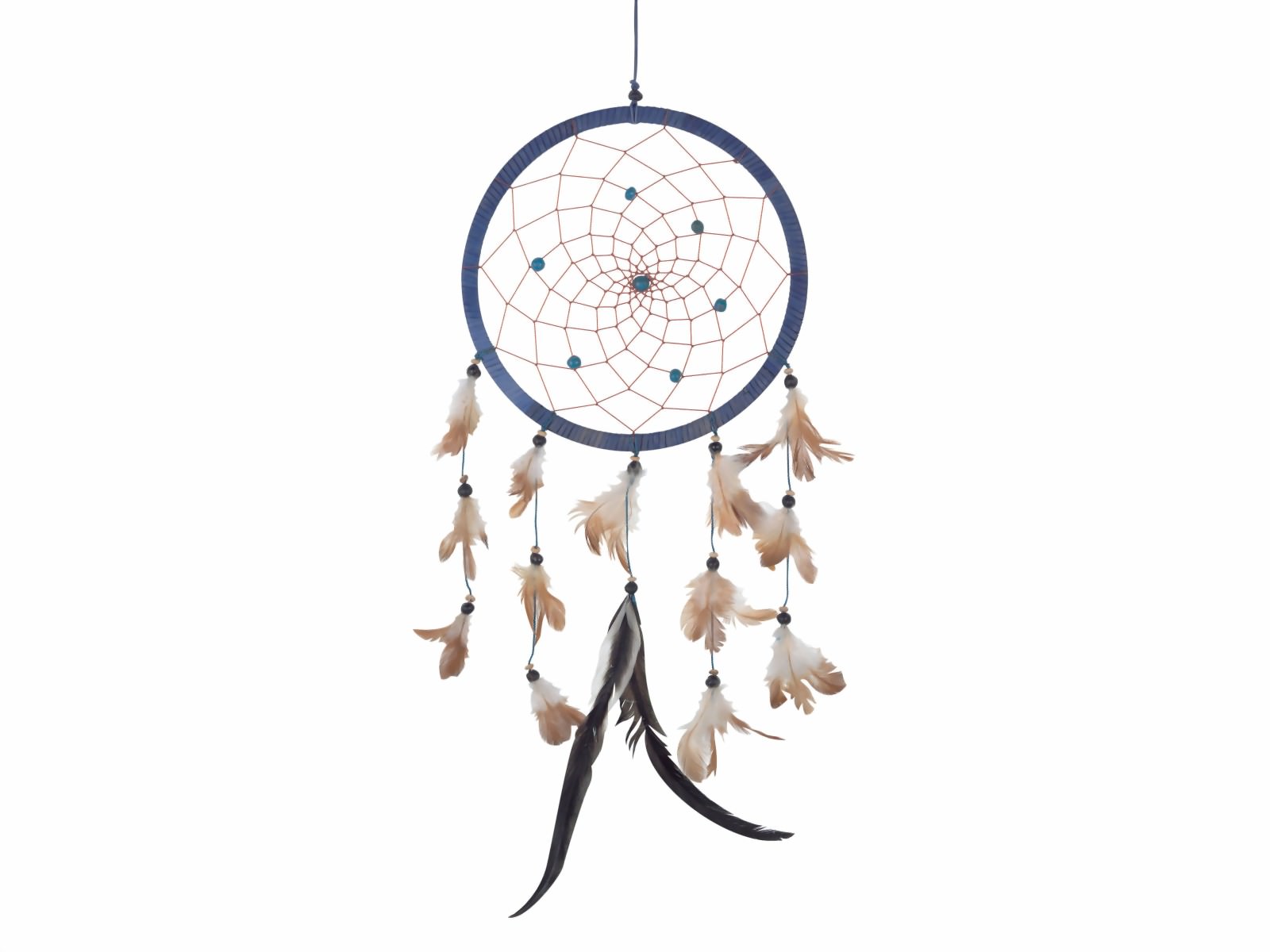 Bild von Dreamcatcher Leder blau 16 cm